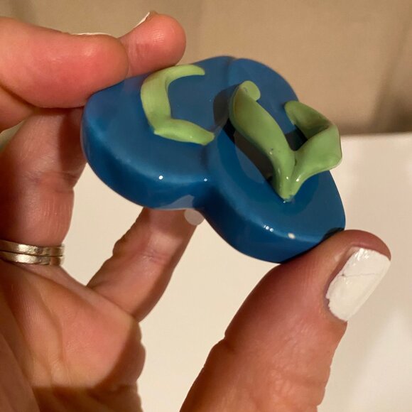 Nora Fleming Mini Blue Flip Flops Charm “Sunning and Funning” - Picture 2 of 4